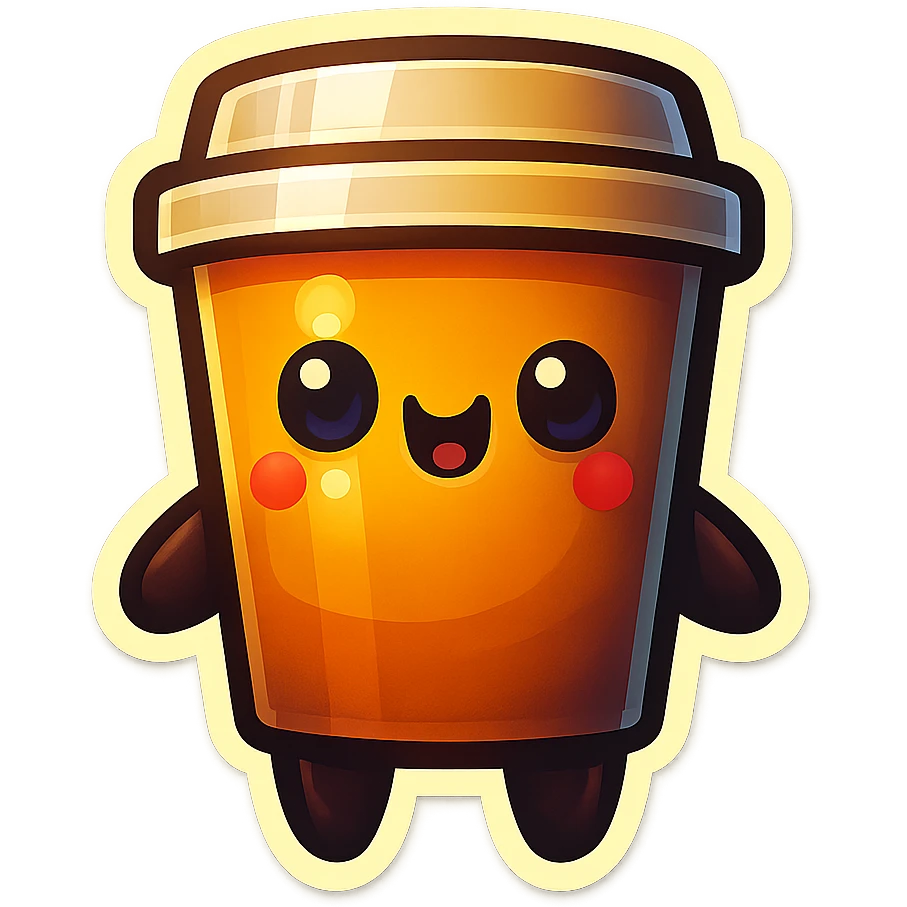 Tall coffee cup, melting brain emoji