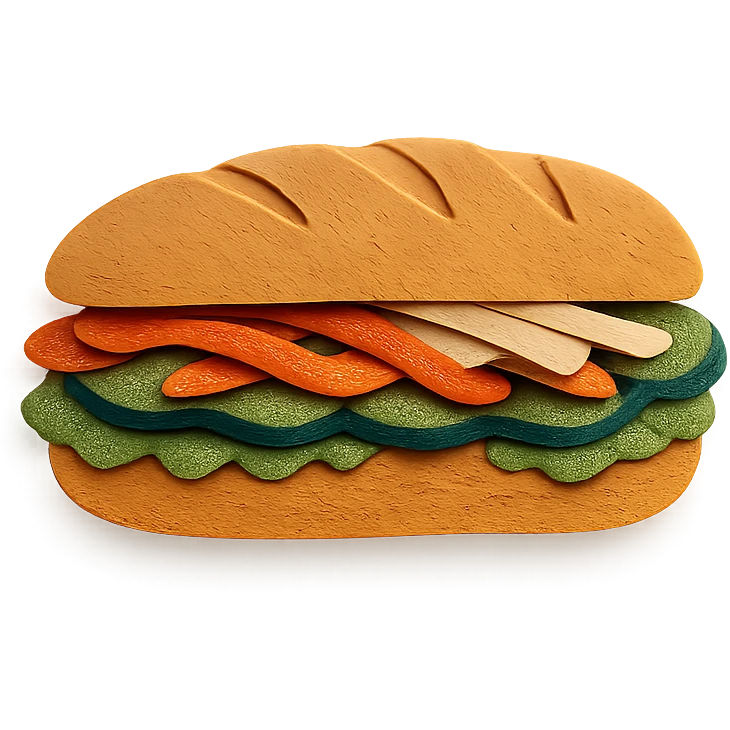 paper craft style banh mi sandwich emoji