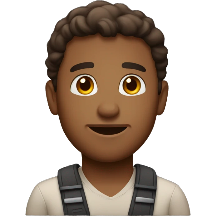 brown air man with brown eyes standing full size looking very cute emoji