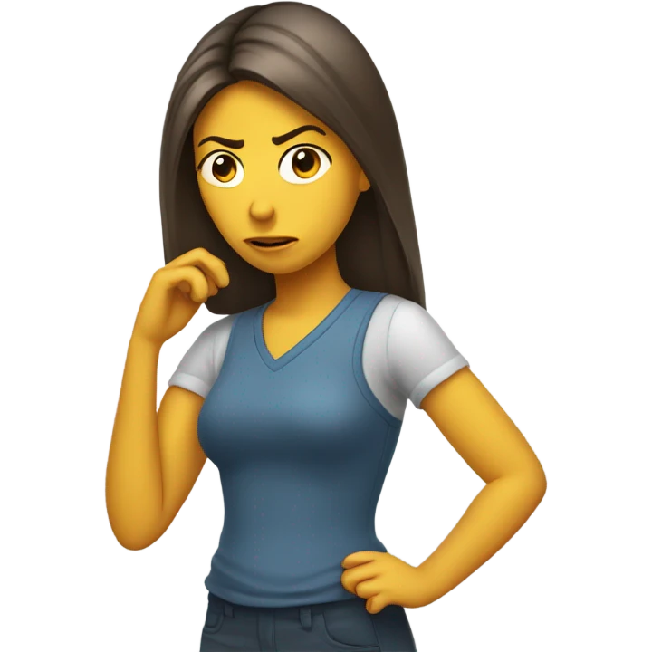Side eye irritated tucking hair behind ear emoji
