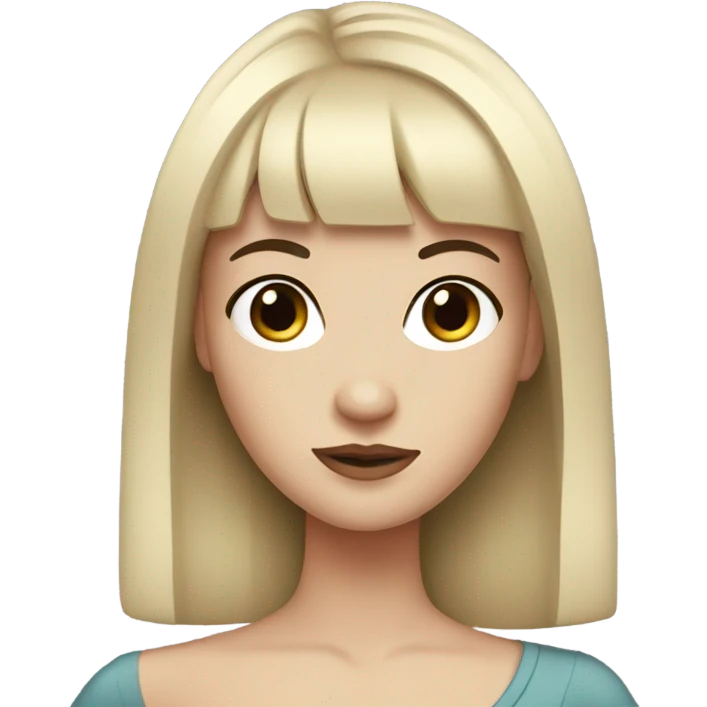 White girl, black hair with bangs emoji