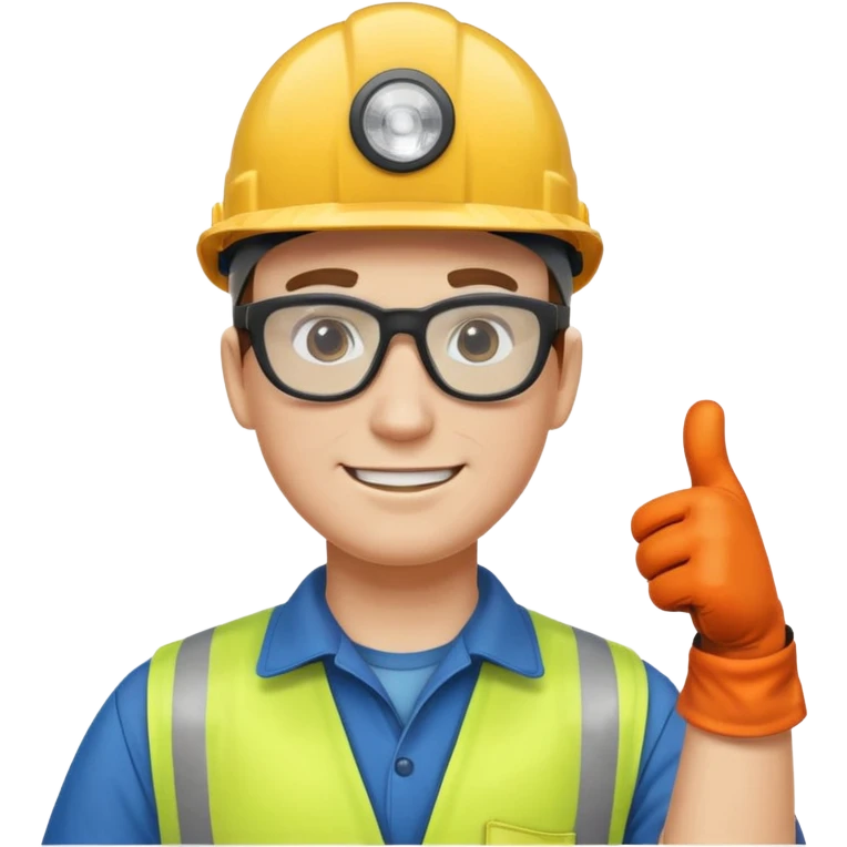 Un electricista en el poste de luz con todos sus implementos de seguridad haciendo like emoji