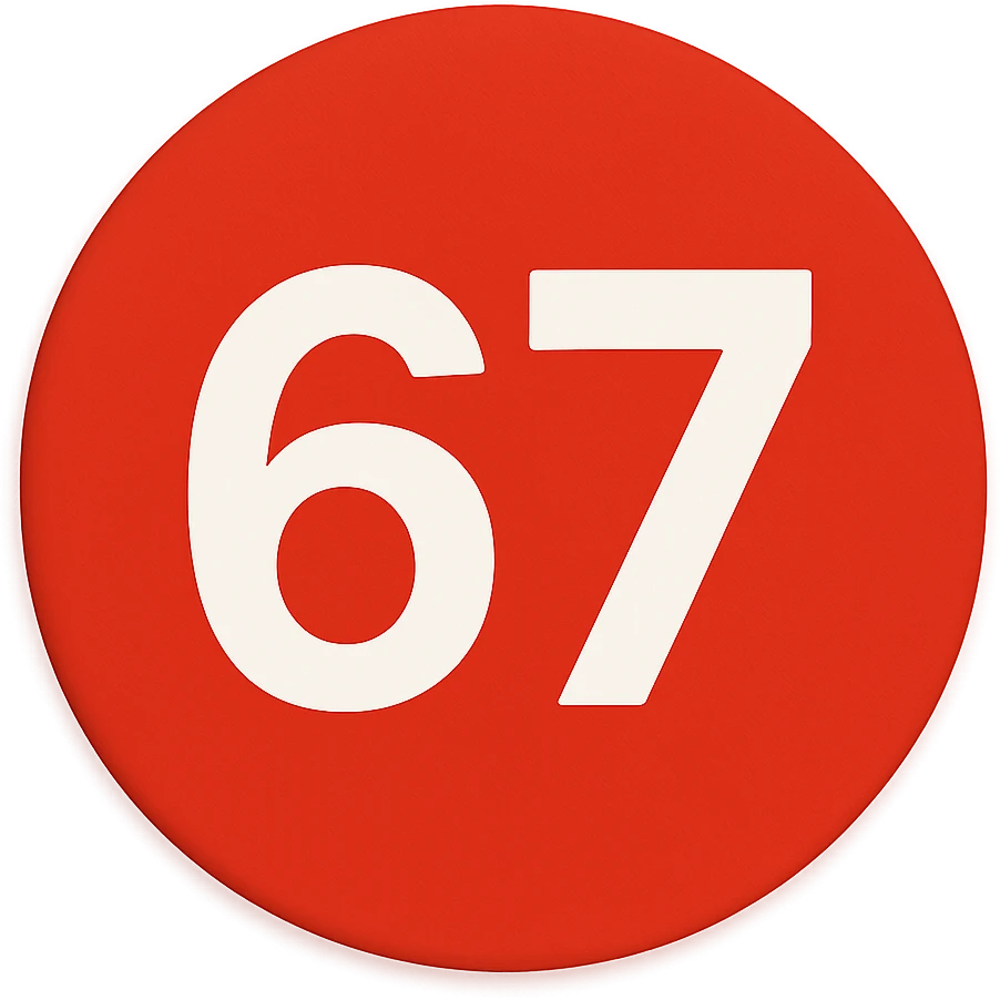 red circle emoji that says "67" emoji