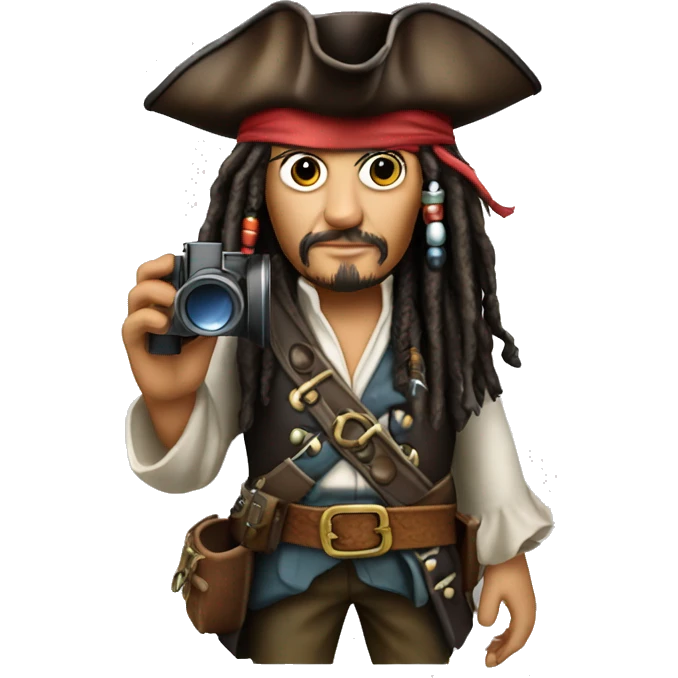 photorealistic jack sparrow holds binoculars emoji