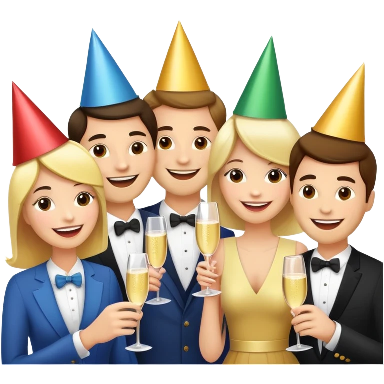 Happy characters mingling and socializing at a party emoji