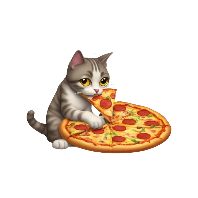 Cat eating pizza emoji
