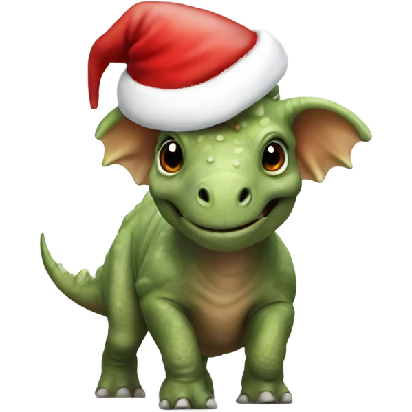 Triceratops with a santa hat emoji