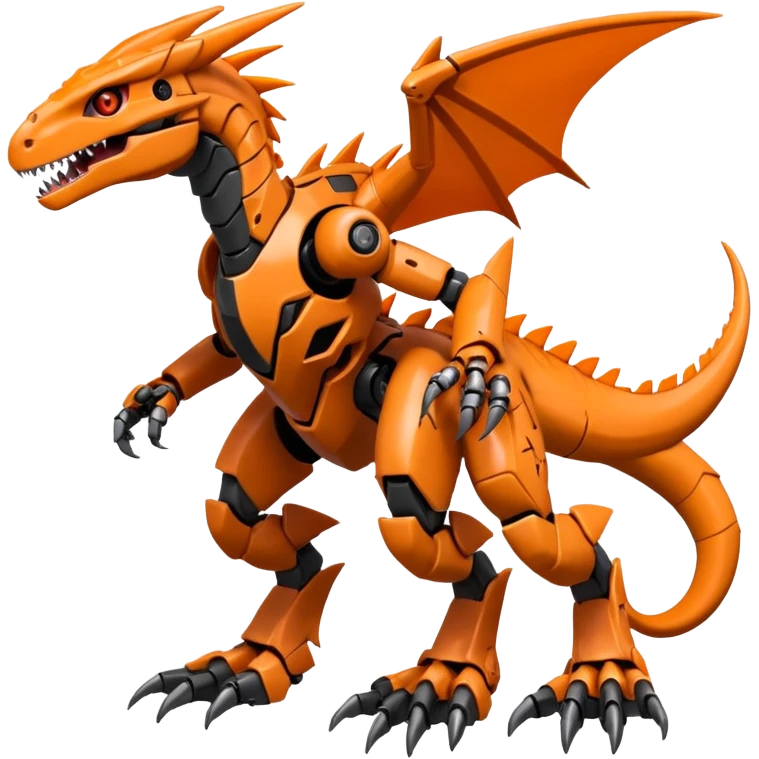 Cool Edgy Black Orange Digimon-Fakemon-Guilmon-Velociraptor-Dragon-Mecha full body emoji
