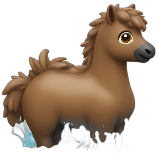 Un alpaga dans de l'eau maron emoji
