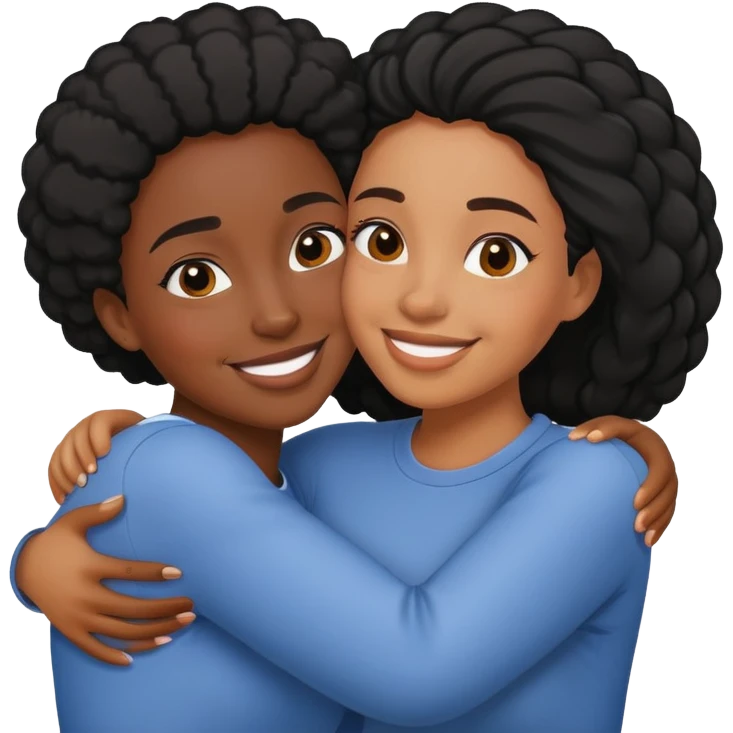 Black female couple hugging  emoji