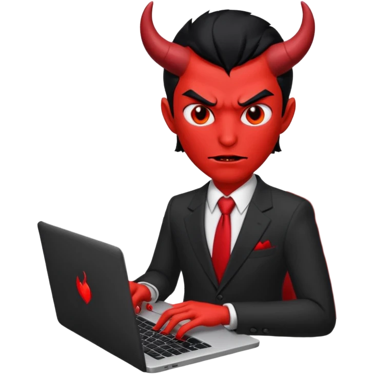 satan god with laptop, red and black emoji