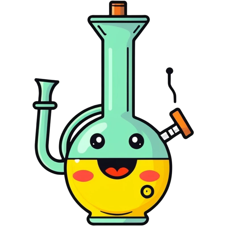cartoon funny bong with a silly face emoji
