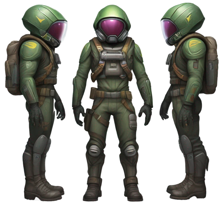 Martian bounty hunter, front and back emoji