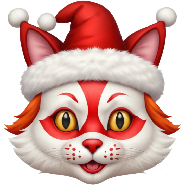 Cat clown with pointy hat, half body emoji