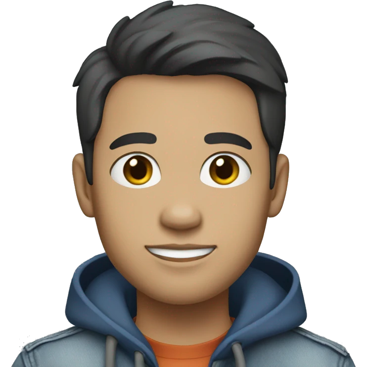 boy, 35 years old, black short hair, gray jacket, white skin tone, blue jeans emoji