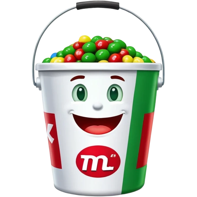 KFC bucket with a green M&M character sitting inside it emoji