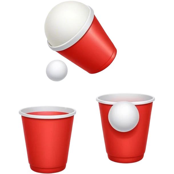 a couple red cups and 1 white ping pong balls emoji