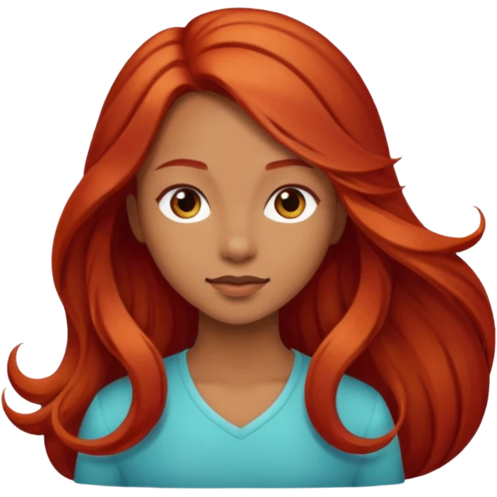 Girl with light brown skin and dark long red hair emoji