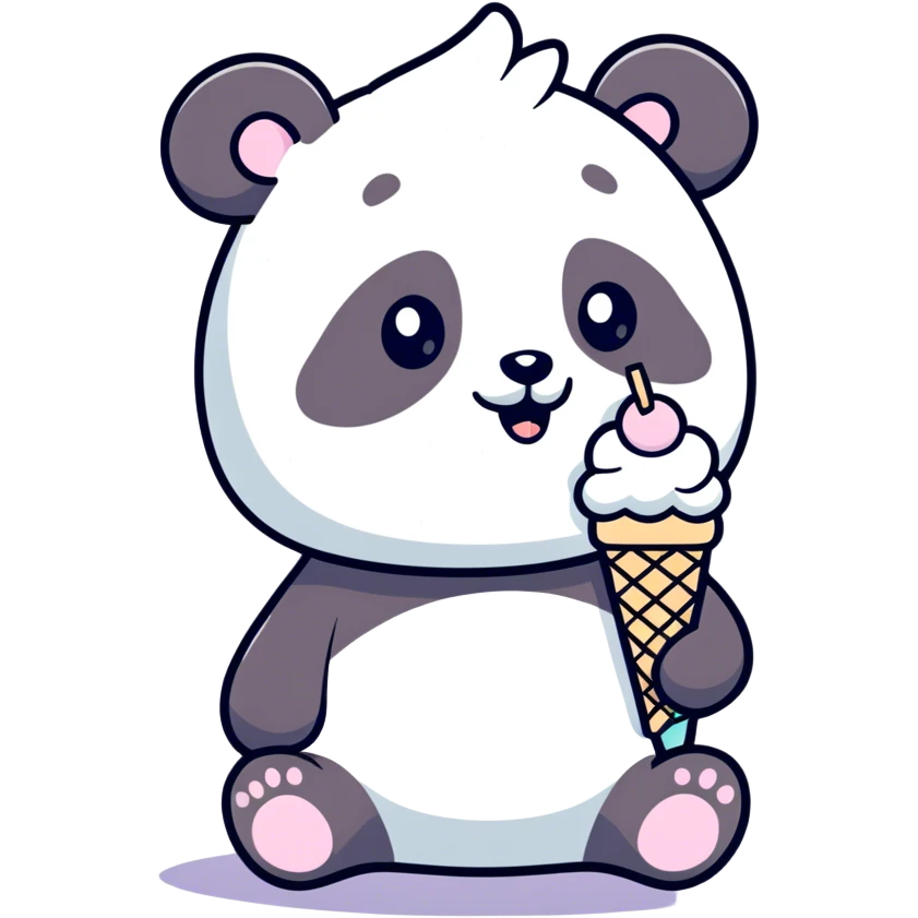 Panda eating ice cream emoji