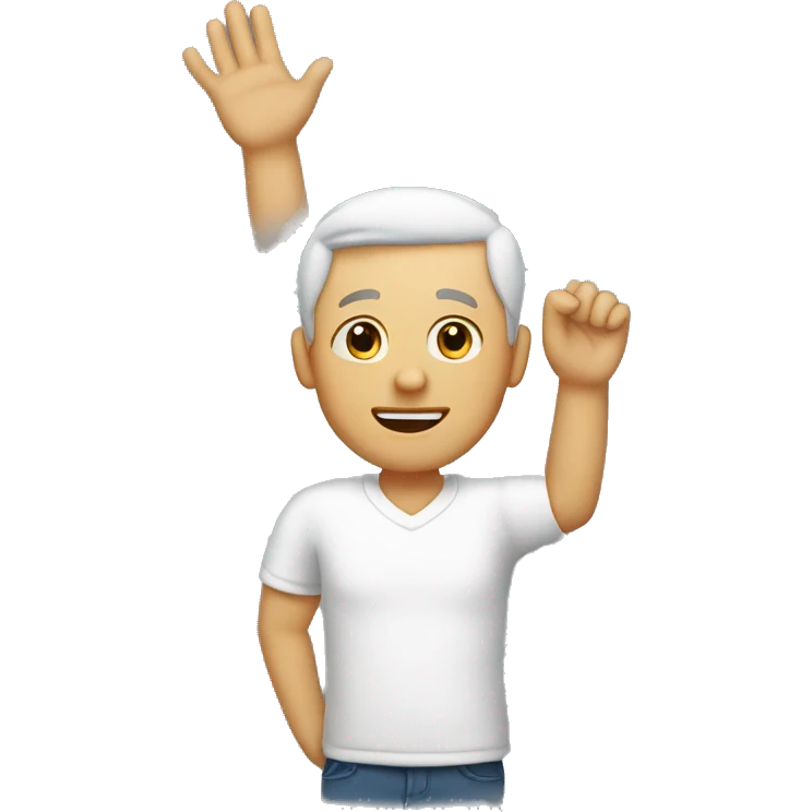 a white men raising hand to welcome everyone emoji