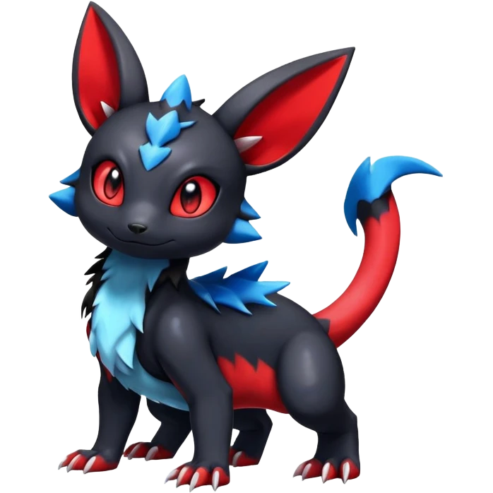 Cute Shiny Guilmon-Salandit-Umbreon-Fakémon-hybrid-creature (full body)  emoji