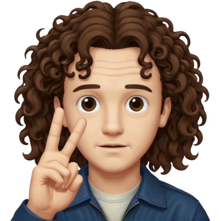 Eddie the freak from stranger things with his iconic hand sign like this 🤟 behind his head emoji