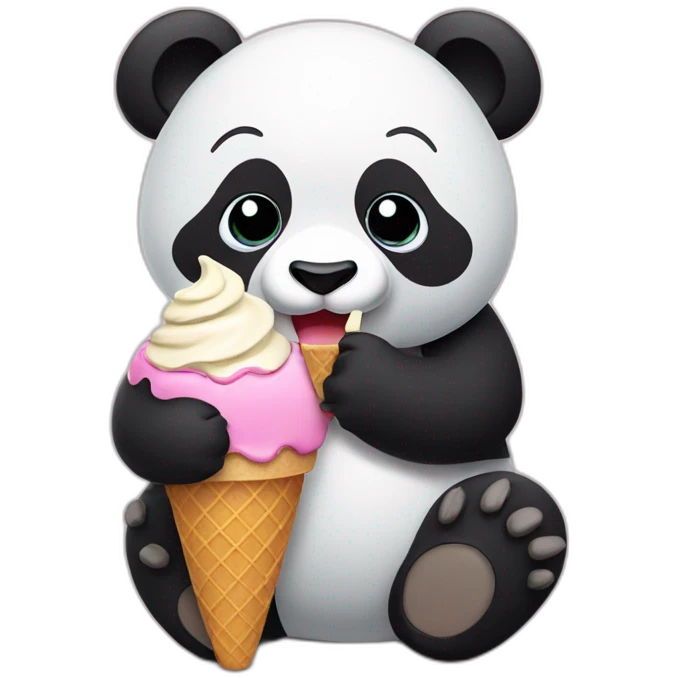 Panda eating ice cream emoji