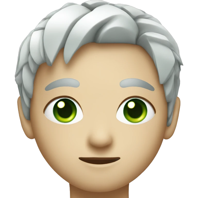 Asian robot with green eyes emoji