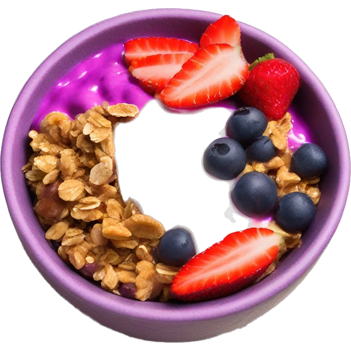 Açaí bowl with strawberry dragonfruit and granola with yogurt  emoji