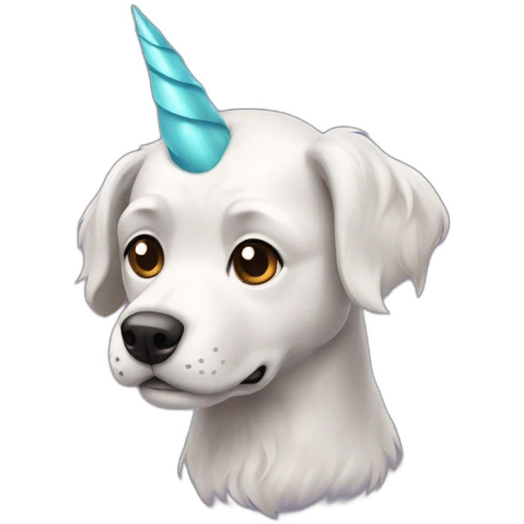 Chien avec corne et cheveux de licorne emoji