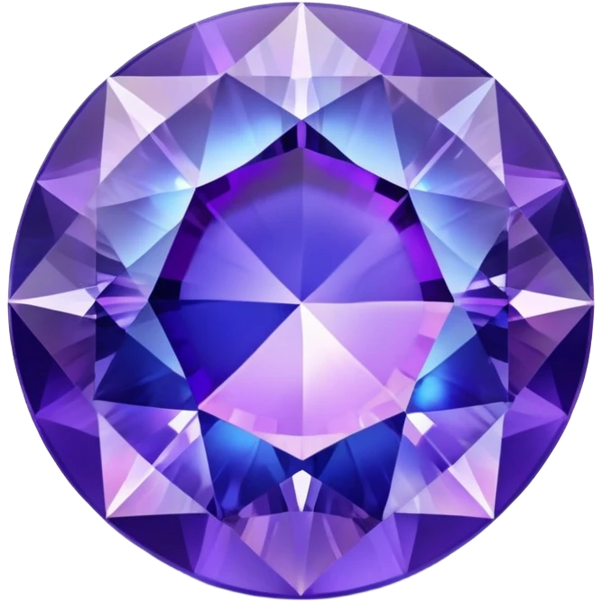 Round brilliant cut tanzanite gemstone with holographic iridescence showing blue and purple hues emoji