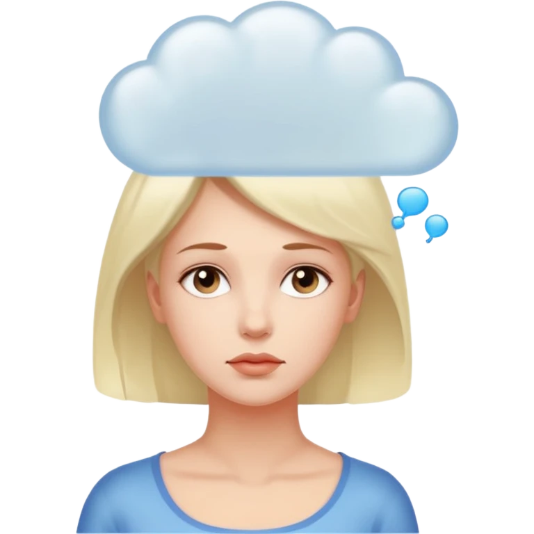 woman thinking with a thinking cloud above her head emoji