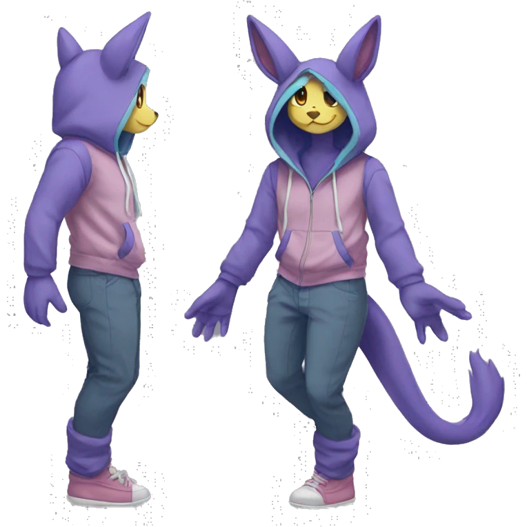 Anthro Sona Fakemon with a hoodie Full Body emoji