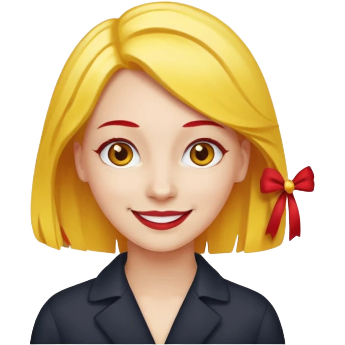 kırmızı toka takan kadın, sarı saçlı emoji