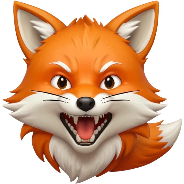 Angry Fox mouth open, scary teeth, side view emoji