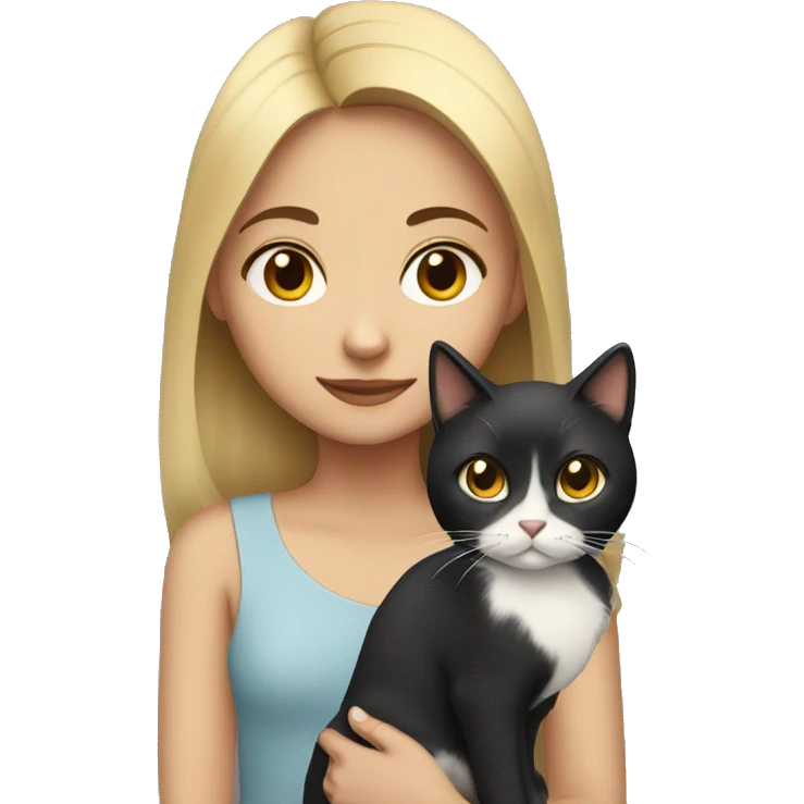 Dark haired Girl with a calico cat emoji