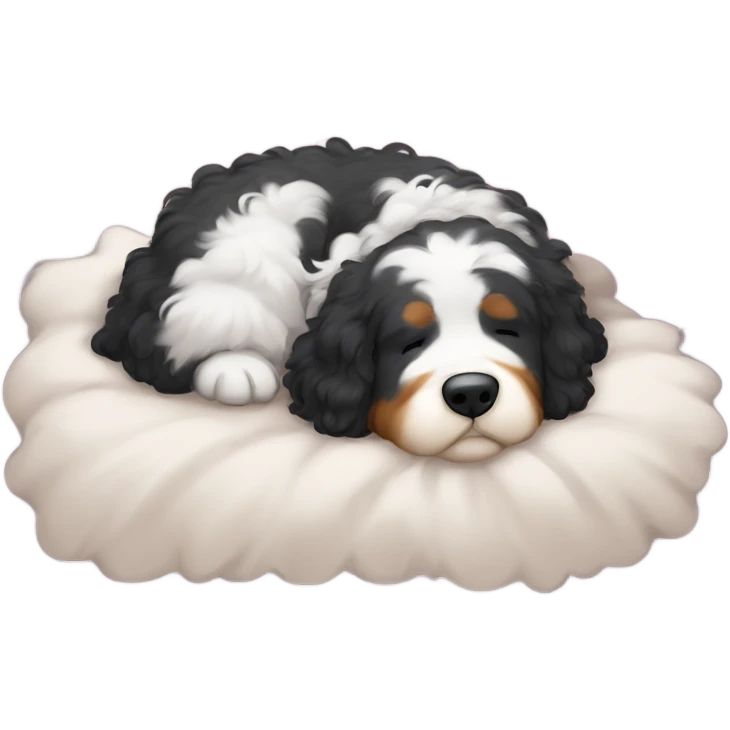fluffy Bernedoodle sleeping scene emoji