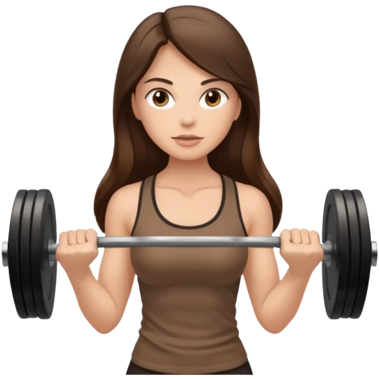 Brunette long hair lady with brown clothes lifting weights emoji