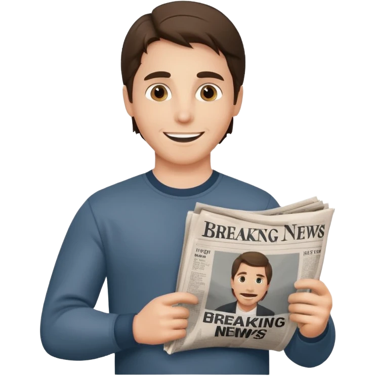 newsies musical emoji of young christian bale holding a newspaper that says breaking news emoji