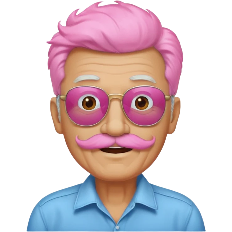 old guy with funny hair and shades and pink mustache emoji