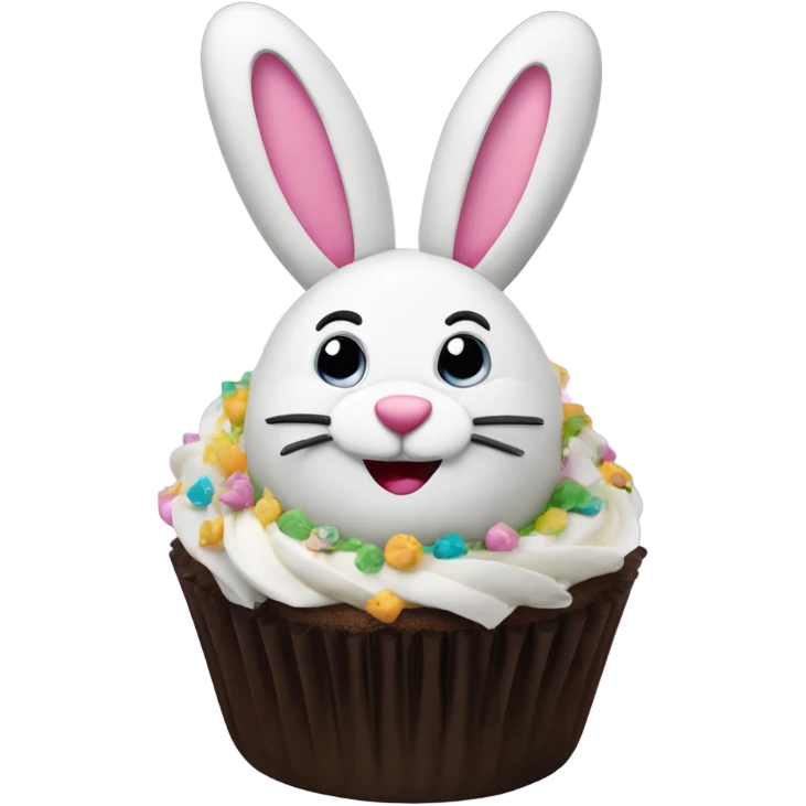 beautifully decorated Easter bunny cupcake emoji