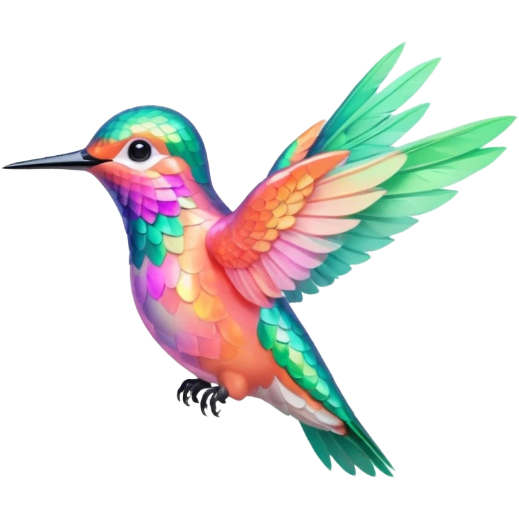 peach pink and mint humming bird, verywarm colours  emoji