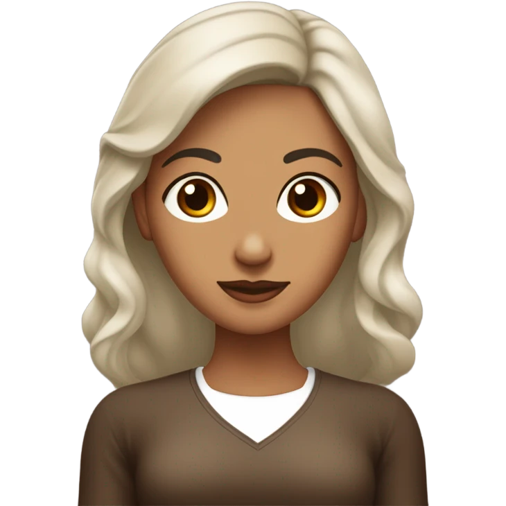 Mujer morena cabello café ojos café obscuro labios grandes  emoji