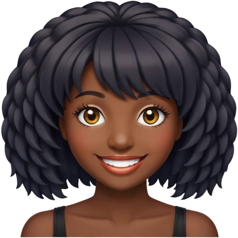 Smiley dark skin woman wig lashes emoji