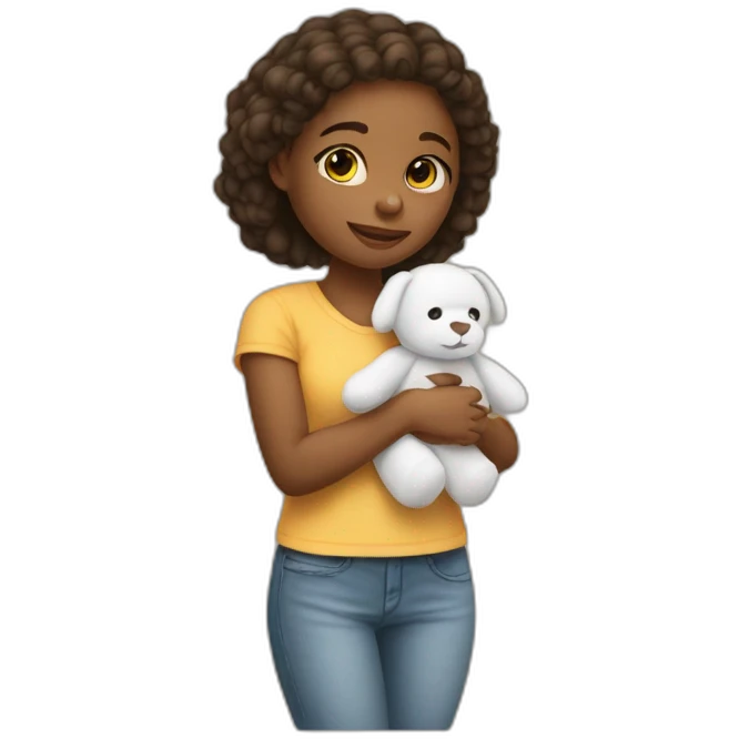 Une fille avec un doudou emoji