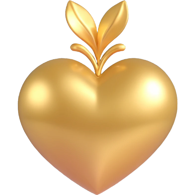 3D emoji style gold heart with pearlescent sheen emoji