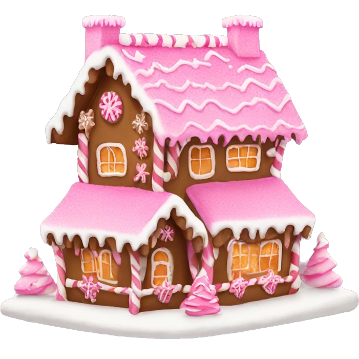 Pink festive Christmas gingerbread house  emoji