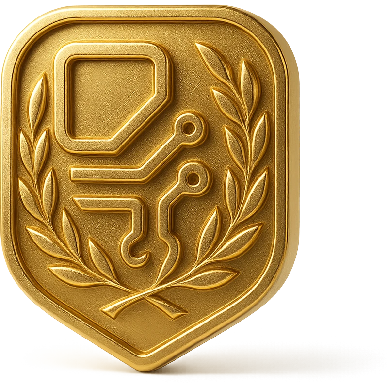 golden logo for 'Label Excellence Numérique', elegant, modern, digital or tech-inspired motif, suitable for a certification badge, no text, gold color emoji