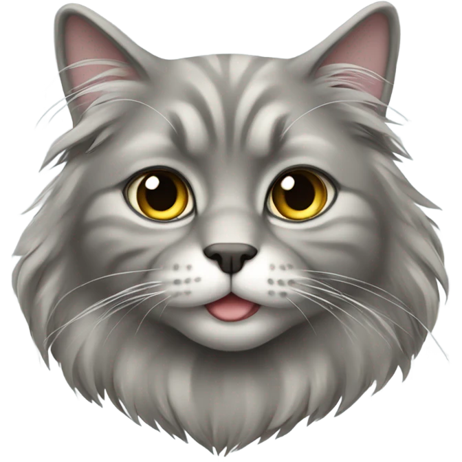 gray longhaired fold cat emoji