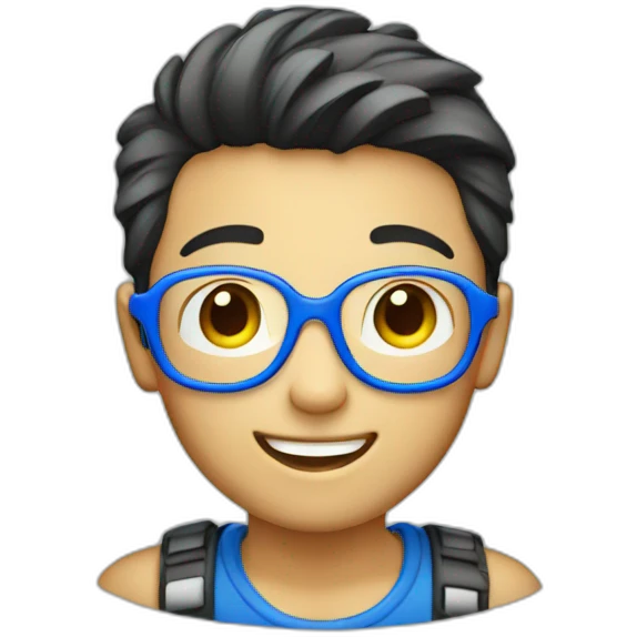 A boy with blue frame glass emoji